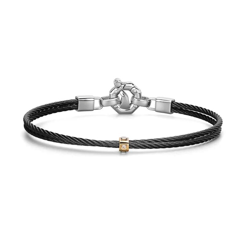 Barakà 316L Black PVD Steel & Rose Gold Diamond Bracelet