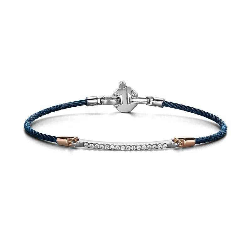 Barakà 316L Blue PVD Steel & Rose Gold Diamond Bracelet