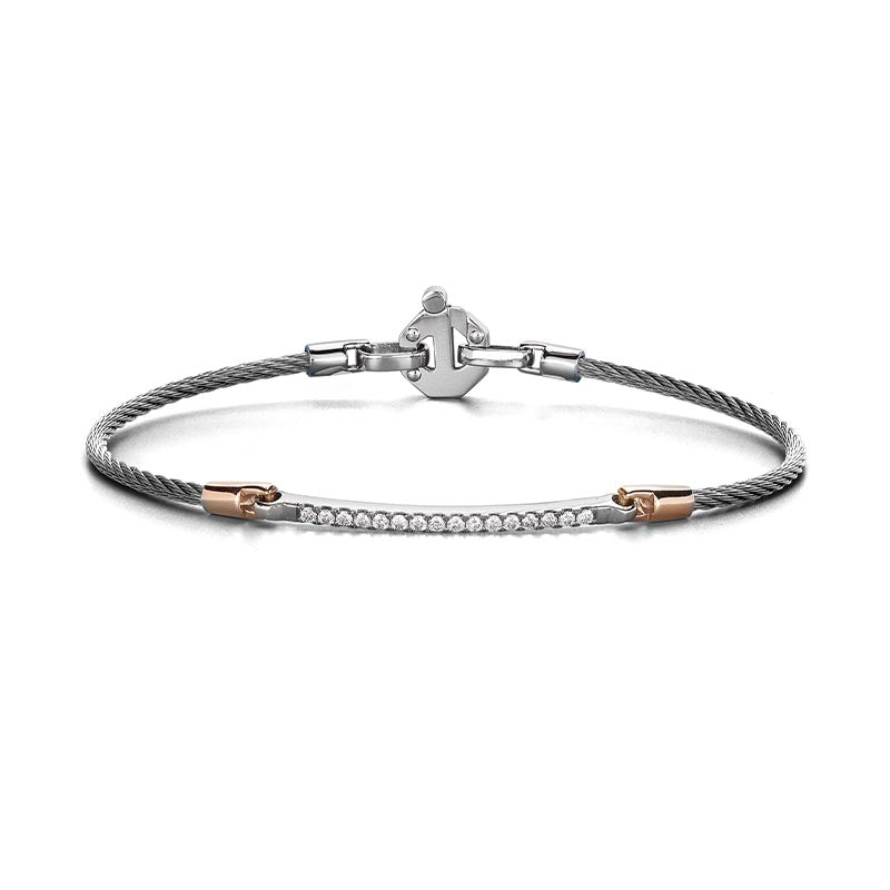 Barakà 316L Steel & Rose Gold Diamond Bracelet