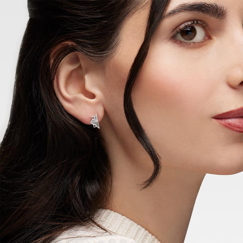 Birks Muse Guilloché Sterling Silver Symmetric  Earrings