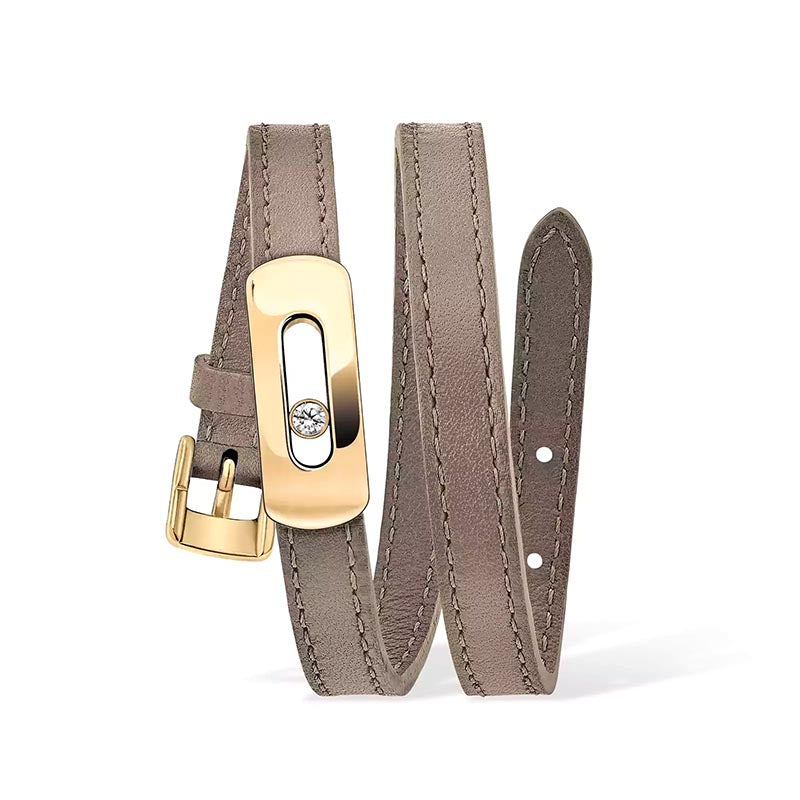 Messika My Move Taupe Leather Configurable Bracelet