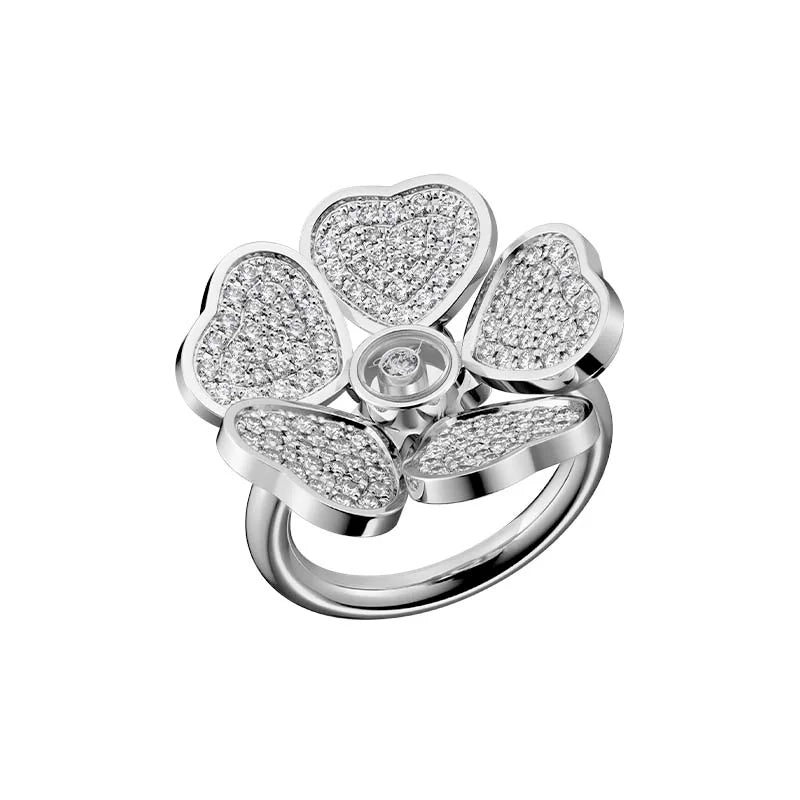 Chopard White Gold Happy Hearts Flowers Diamond Ring