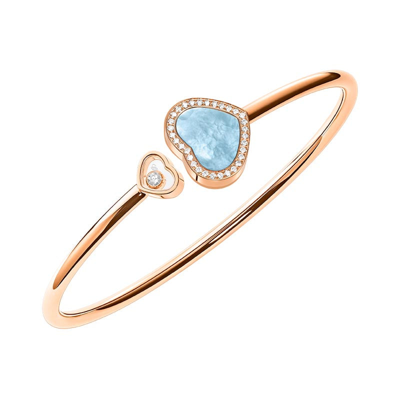 Chopard Rose Gold Happy Hearts Turquoise Mother of Pearl & Diamond Bangle
