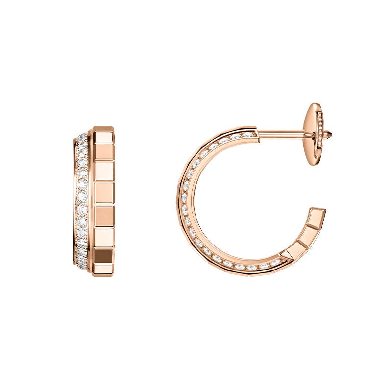 Chopard Rose Gold & Diamond Ice Cube Mini Hoops Earrings