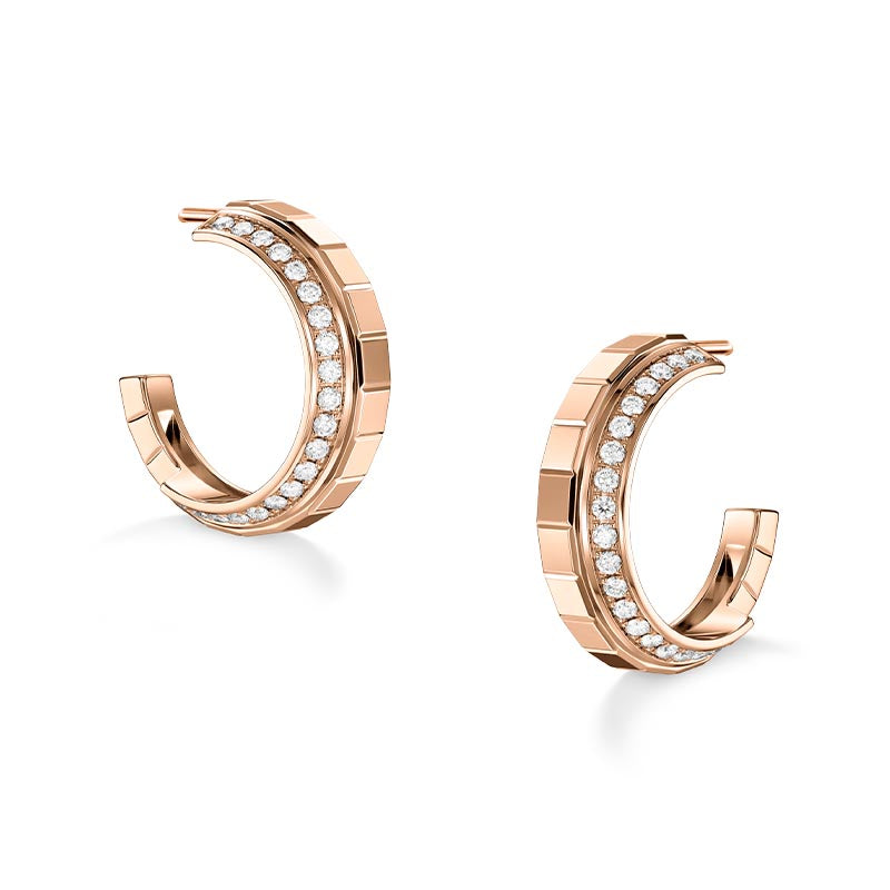 Chopard Rose Gold & Diamond Ice Cube Mini Hoops Earrings
