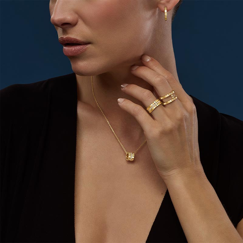 Chopard Yellow Gold Ice Cube Mini Diamond Pendant