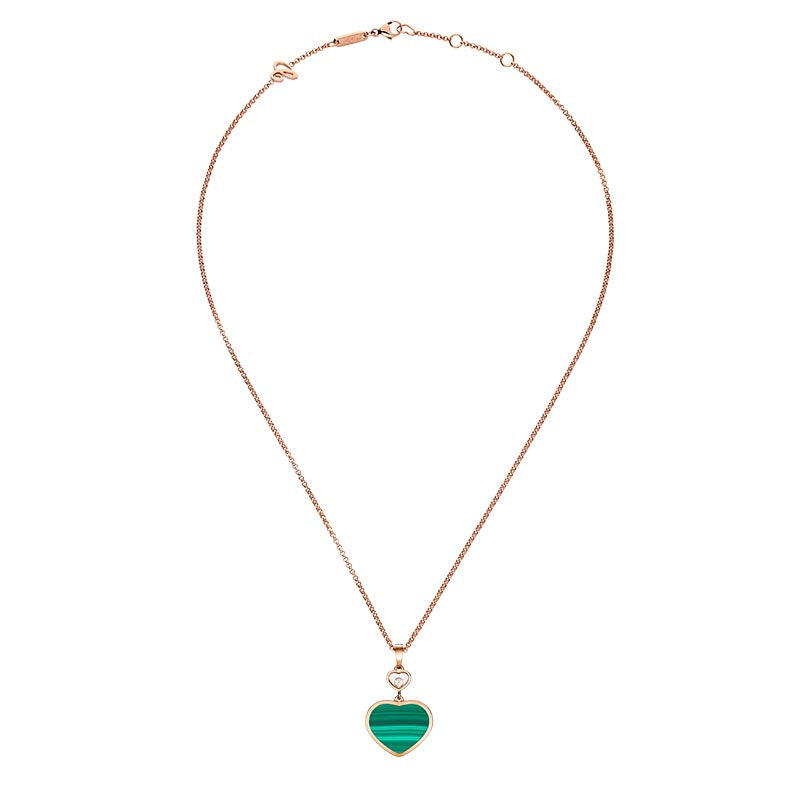 Chopard Rose Gold Happy Heart Malachite & Diamond Pendant