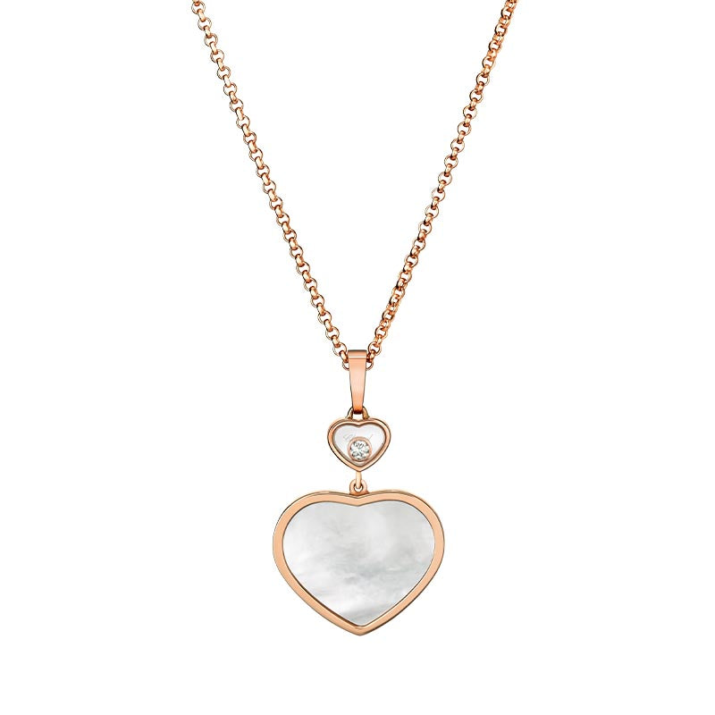 Chopard Rose Gold Happy Heart Mother of Pearl & Diamond Pendant