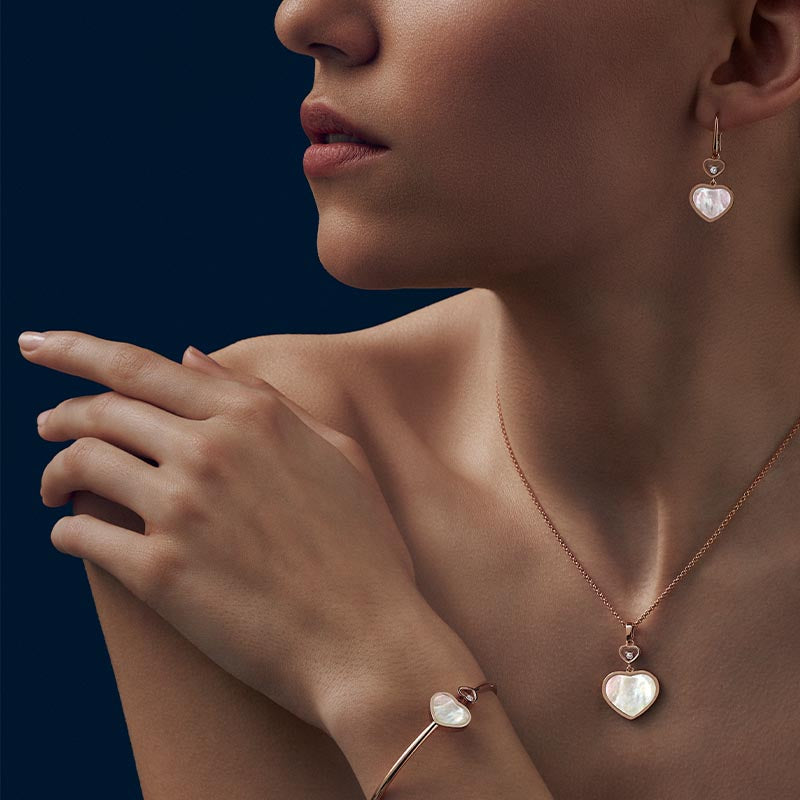 Chopard Rose Gold Happy Heart Mother of Pearl & Diamond Pendant