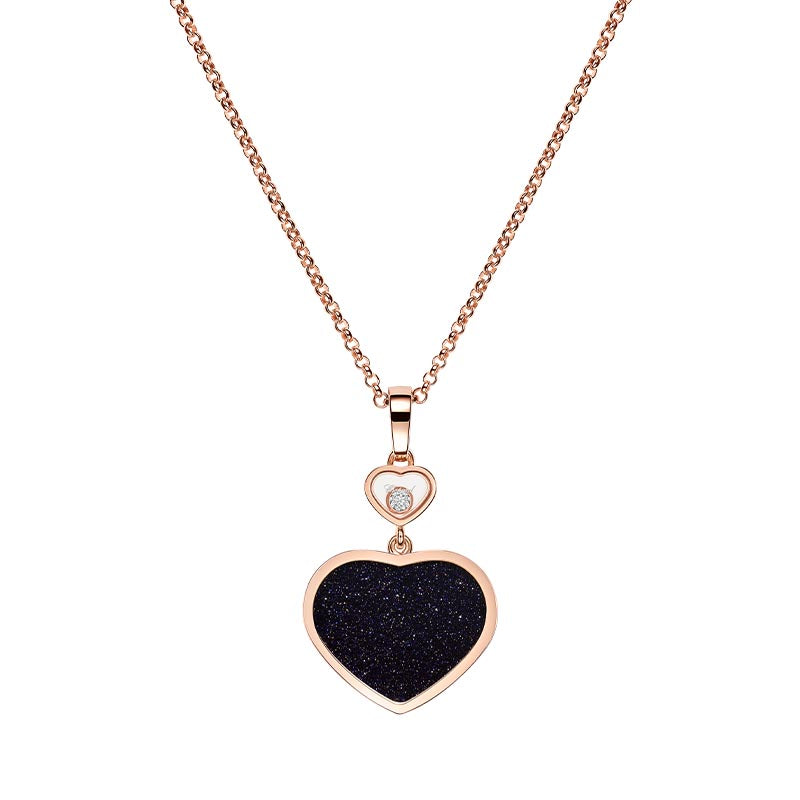 Chopard Rose Gold Happy Heart Aventurine & Diamond Pendant