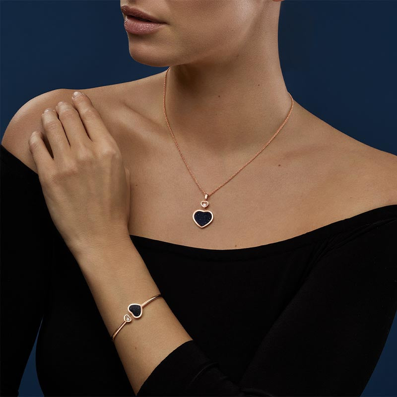Chopard Rose Gold Happy Heart Aventurine & Diamond Pendant
