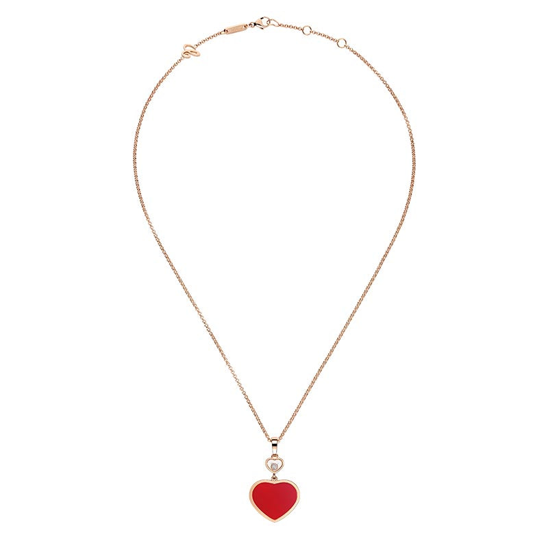 Chopard Rose Gold Happy Heart Carnelian & Diamond Pendant