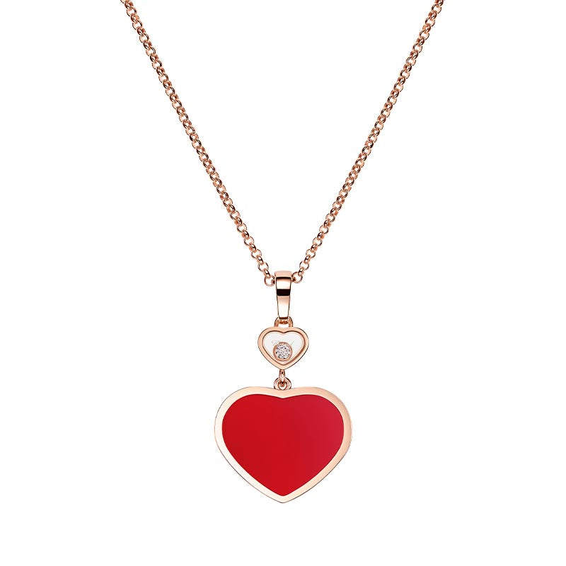 Chopard Rose Gold Happy Heart Carnelian & Diamond Pendant