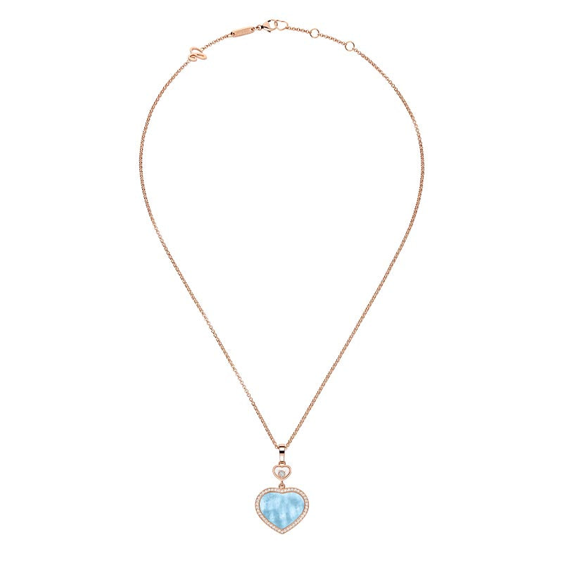 Chopard Rose Gold Happy Heart Turquoise Mother of Pearl & Diamond Pendant