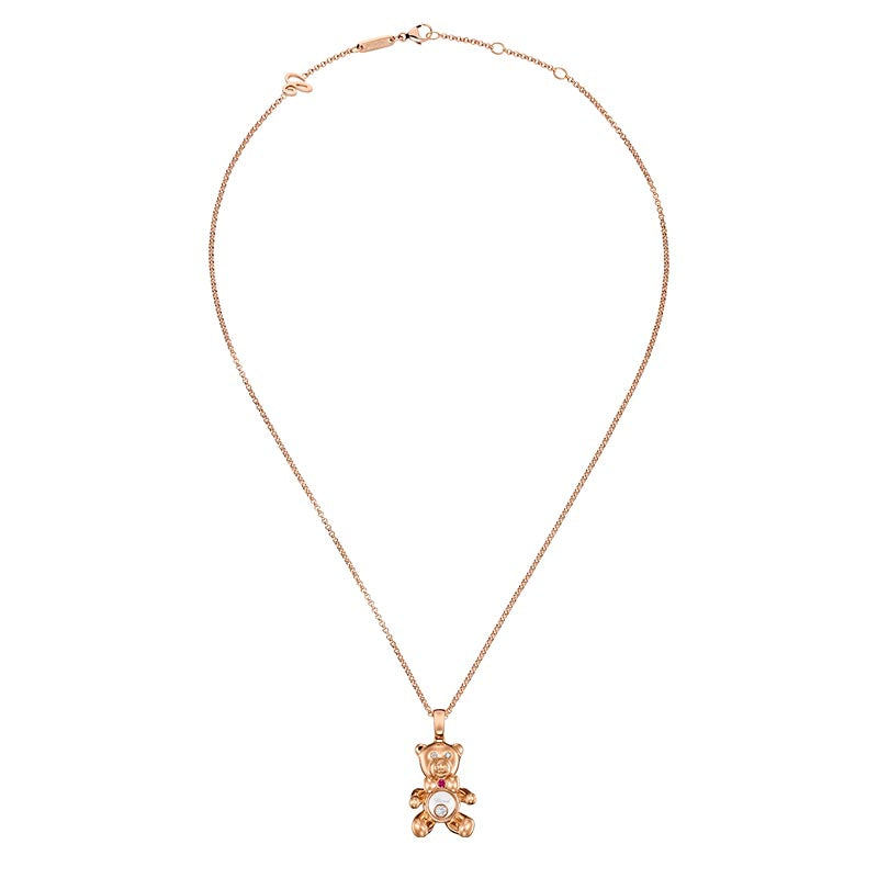 Chopard Rose Gold Happy Diamonds Teddy Bear Diamond Pendant
