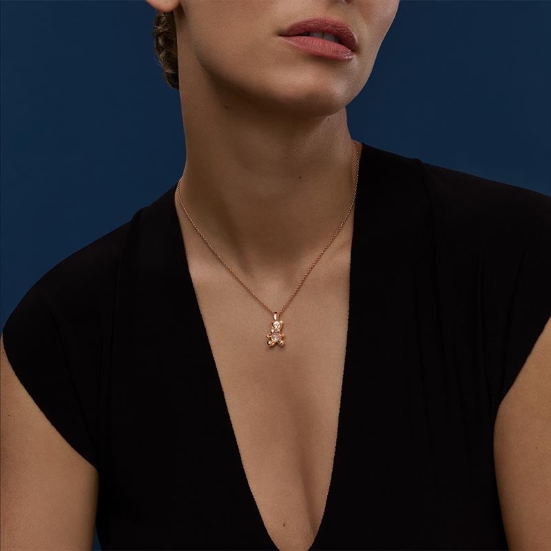 Chopard Rose Gold Happy Diamonds Teddy Bear Diamond Pendant