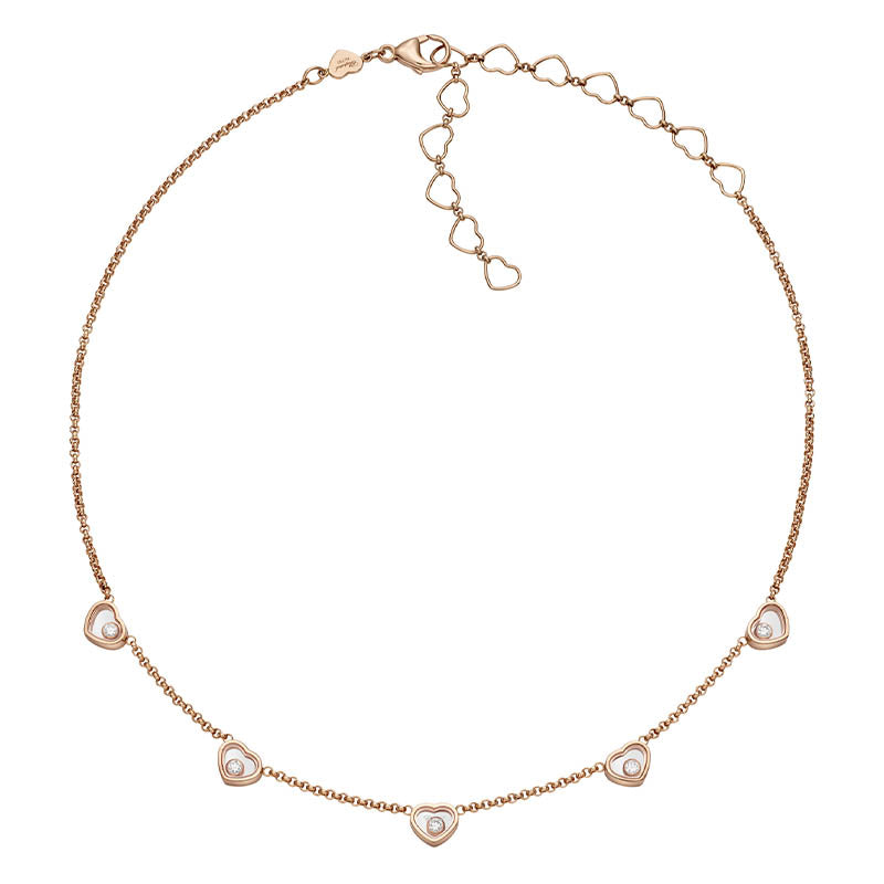 Chopard Rose Gold My Happy Hearts Diamond Necklace