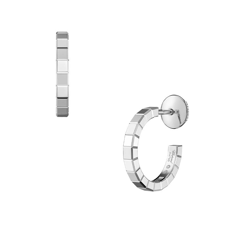 Chopard White Gold Ice Cube Mini Hoop Earrings