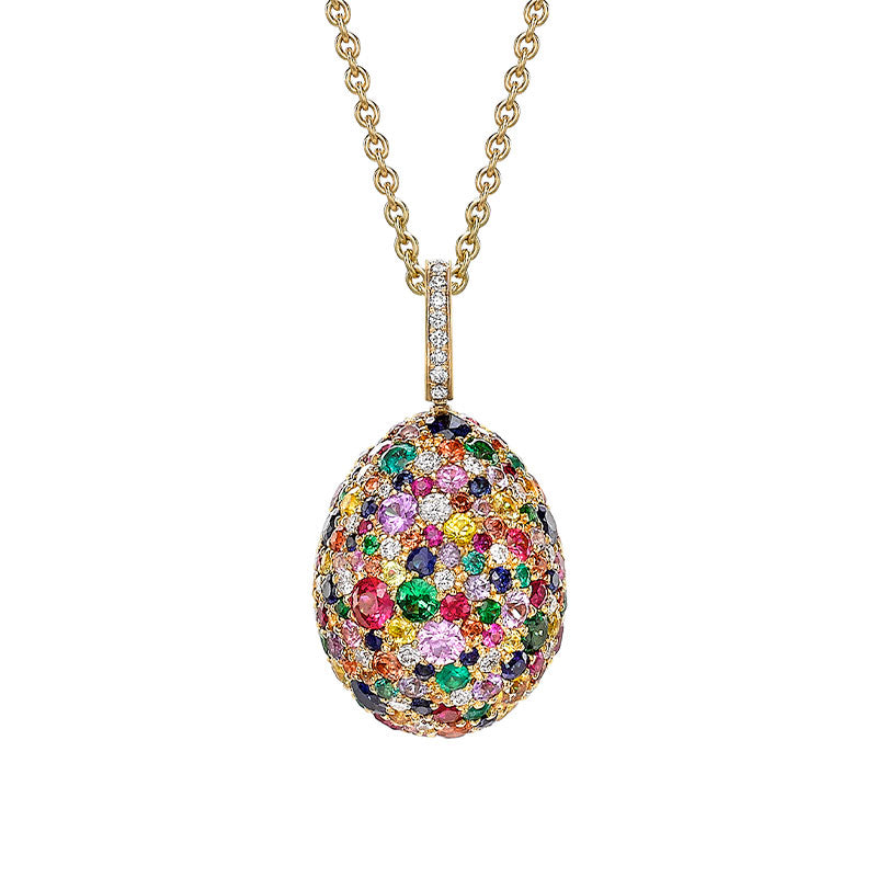 Faberge Emotion Yellow Gold Multicoloured Gemstone Diamond Pendant 624FP2055 47 Close Up