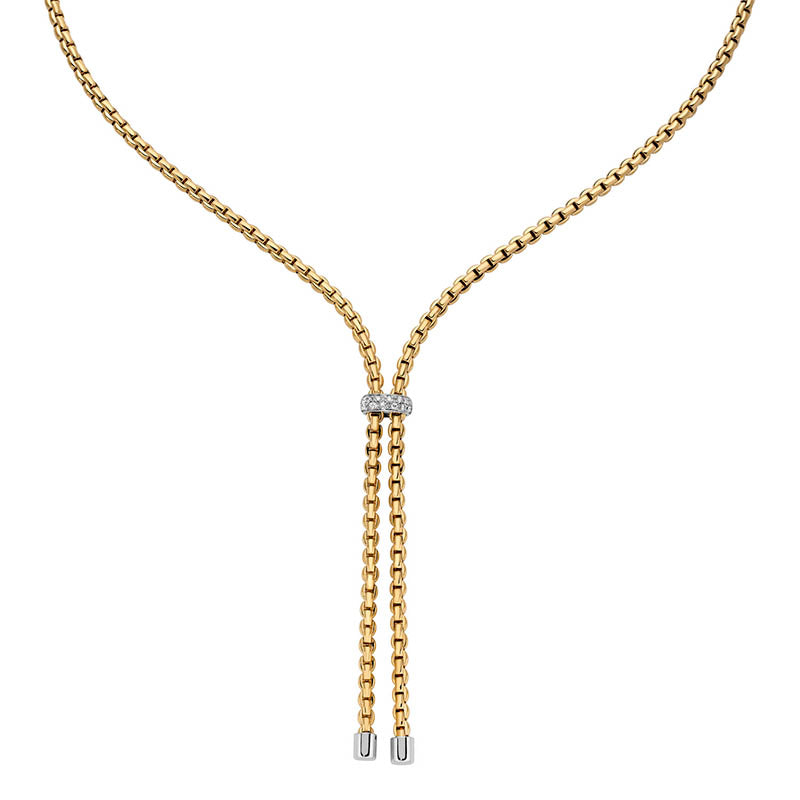 Fope Eka Yellow Gold & Diamond Lariat Necklace