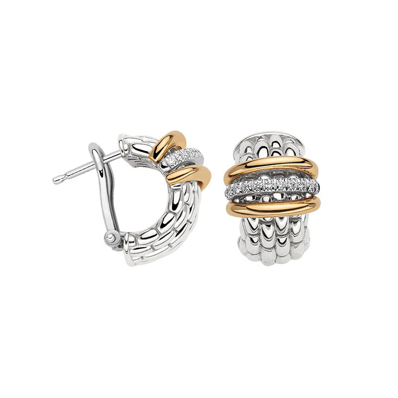 Fope Panorama White Gold & Yellow Gold Diamond Hoop Earrings