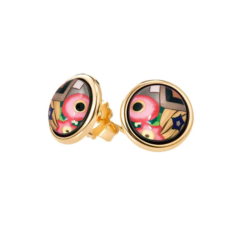 FreyWille Gustav Klimt, The Ultimate Kiss Cabochon Stud Earrings