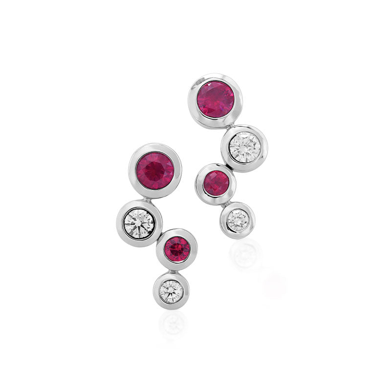 Hans D. Krieger White Gold Ruby Diamond Earrings 422.4022.72.5