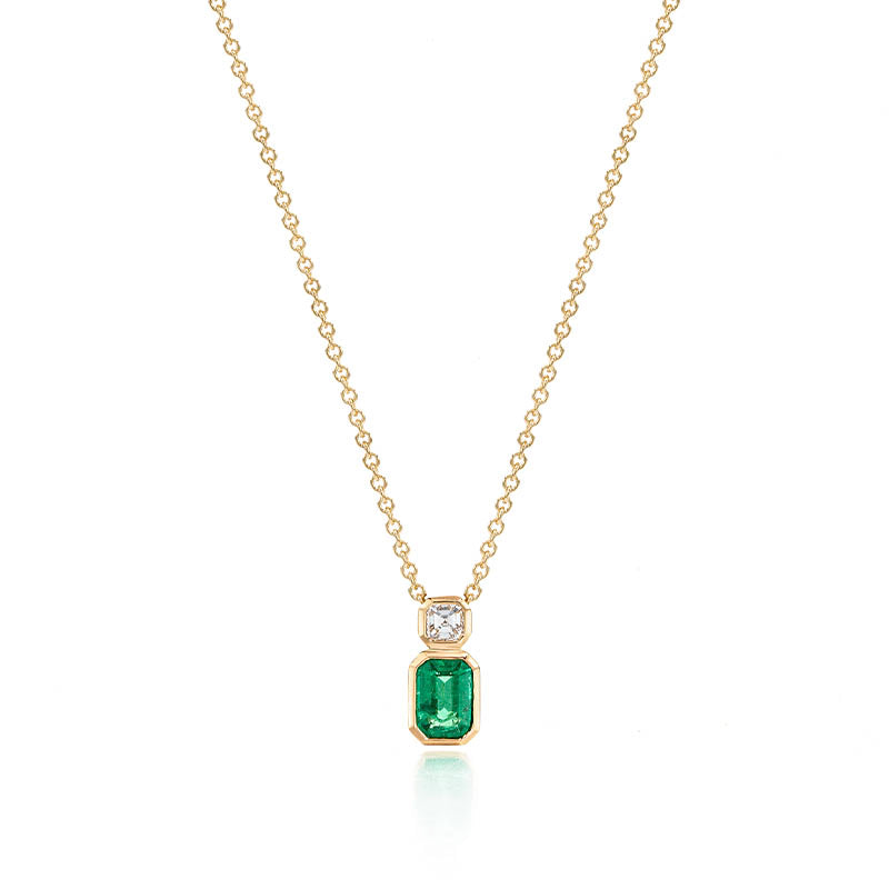 Hans D. Krieger Rose Gold 0.60ct Emerald & Asscher Cut Diamond Pendant