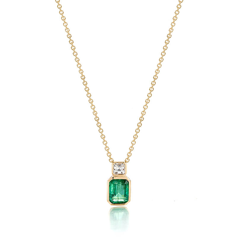 Hans D. Krieger Rose Gold 1.5ct Emerald & Asscher Cut Diamond Pendant