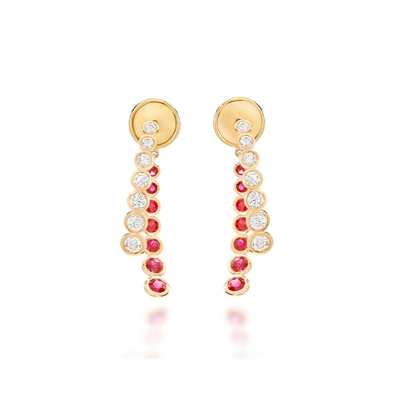 Hans D. Krieger Rose Gold Ruby & Diamond Drop Earrings