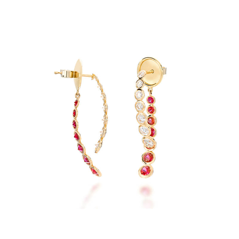 Hans D. Krieger Rose Gold Ruby & Diamond Drop Earrings
