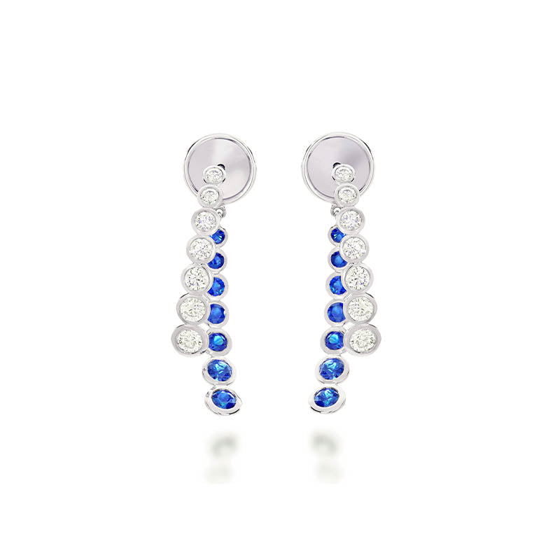 Hans D. Krieger White Gold Blue Sapphire & Diamond Drop Earrings