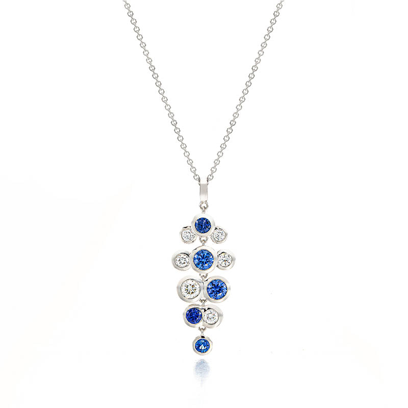Hans D. Krieger White Gold Blue Sapphire & Diamond Pendant
