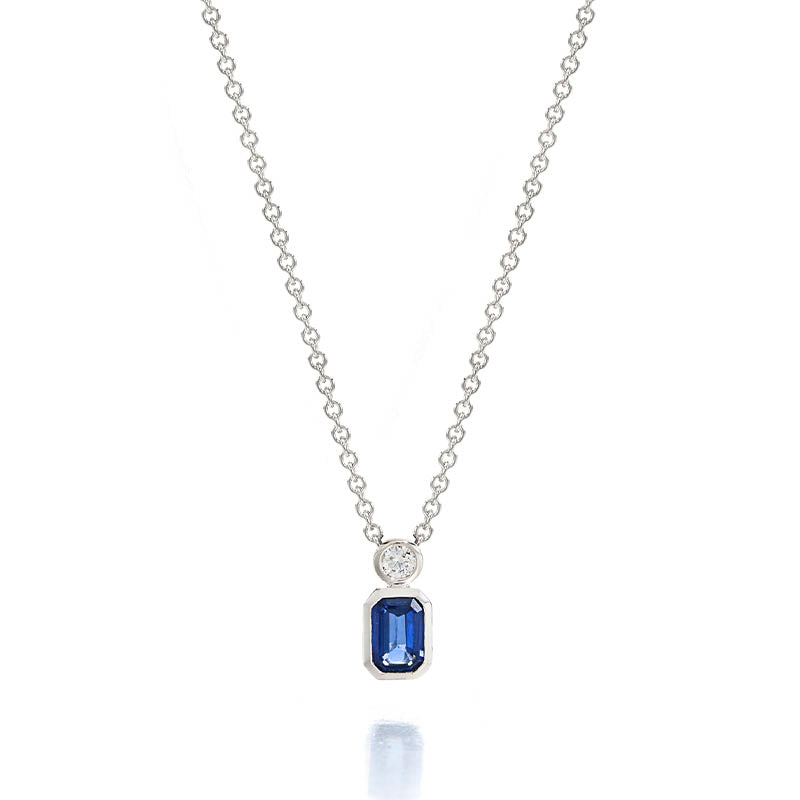 Hans D. Krieger White Gold 0.55ct Blue Sapphire & Diamond Pendant