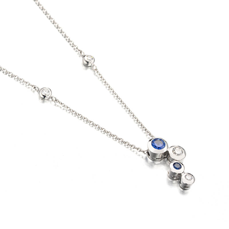 Hans D. Krieger White Gold Blue Sapphire & Diamond Pendant