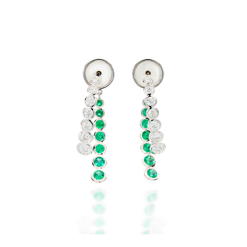 Hans D. Krieger White Gold Emerald & Diamond Drop Earrings
