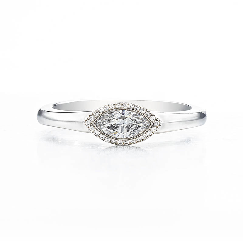 Hans D. Krieger White Gold Marquise Cut Diamond Halo Ring
