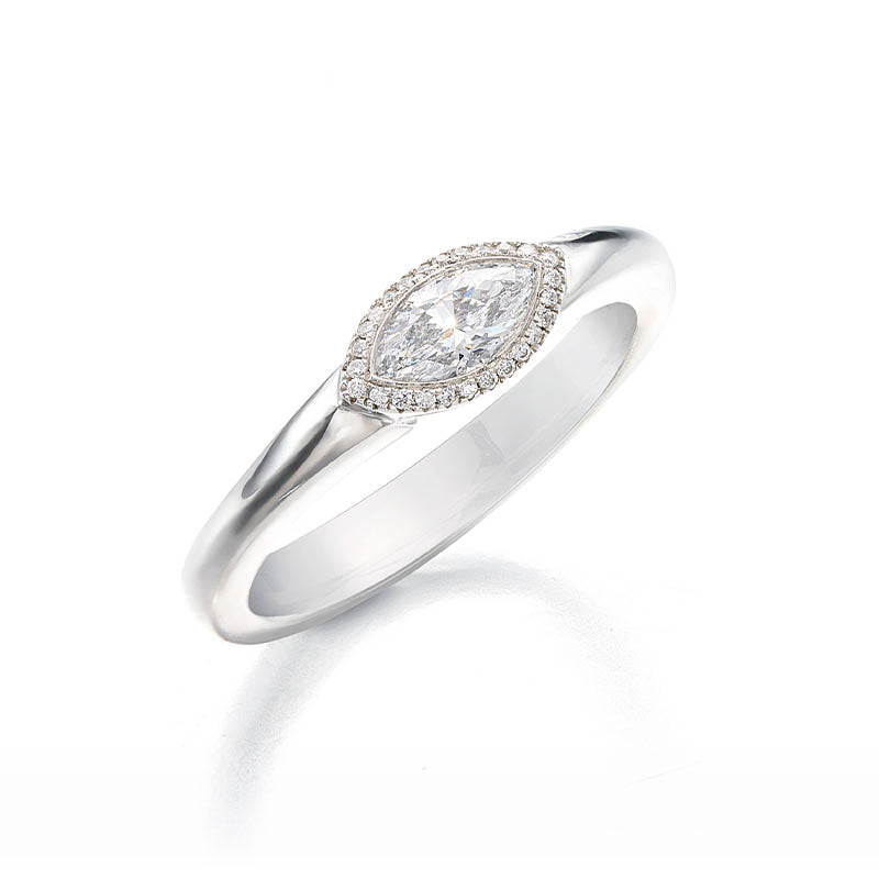 Hans D. Krieger White Gold Marquise Cut Diamond Halo Ring