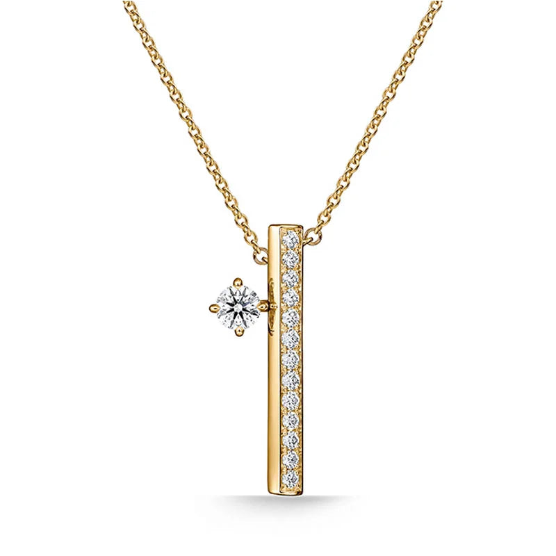 Hearts on Fire Barre Yellow Gold Floating Single Diamond Pave Pendant