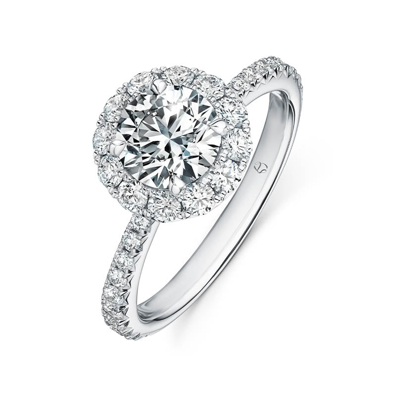 Hearts On Fire 1.00ct Vela Platinum Halo Diamond Engagement Ring