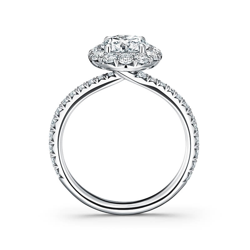 Hearts On Fire 1.00ct Vela Platinum Halo Diamond Engagement Ring