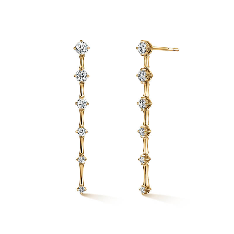 Hearts On Fire Yellow Gold Cascade Diamond Station Earrings