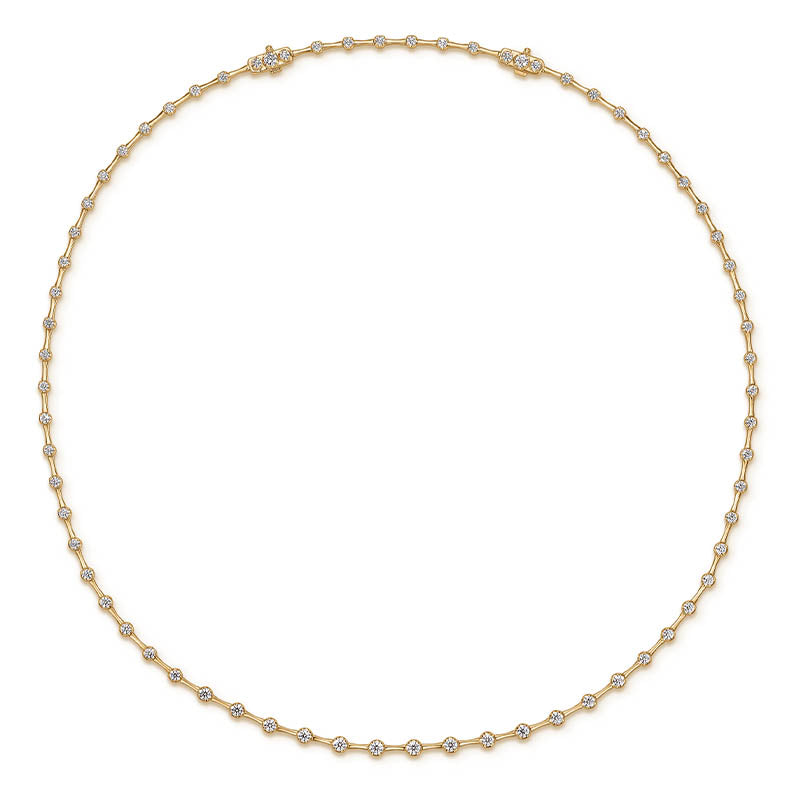 Hearts On Fire Yellow Gold Cascade Diamond Station Line Necklace