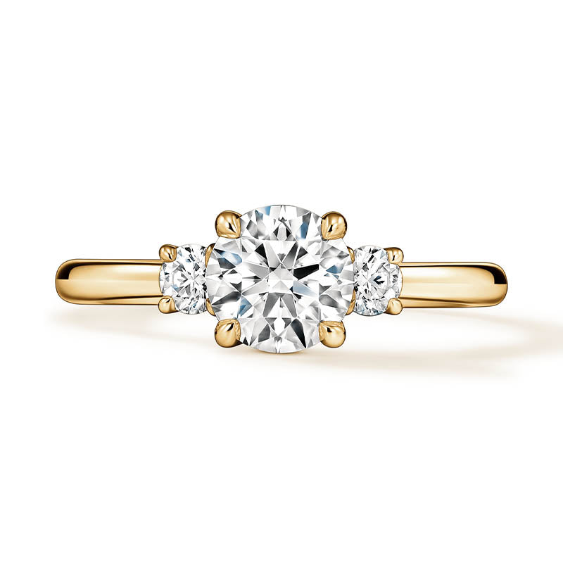 Hearts On Fire Yellow Gold Vela Three Stone Ring