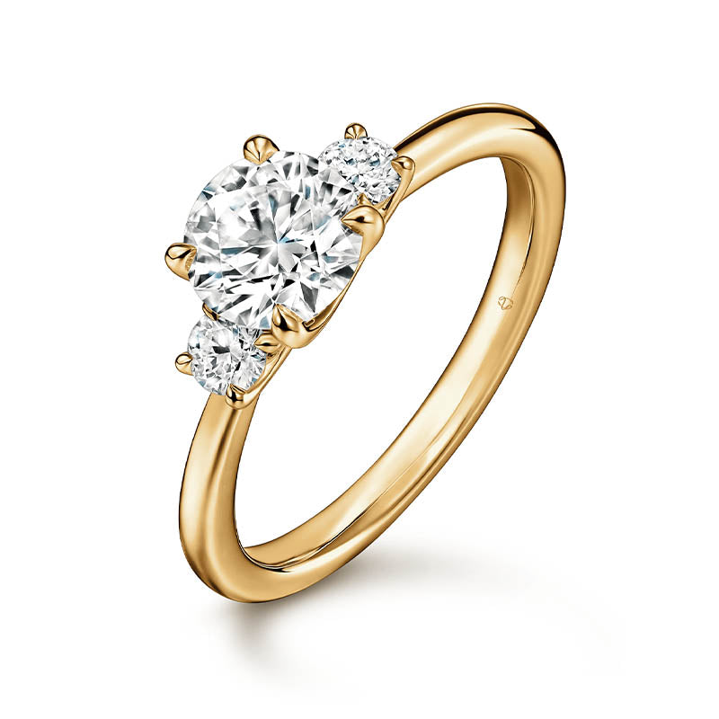 Hearts On Fire Yellow Gold Vela Three Stone Ring
