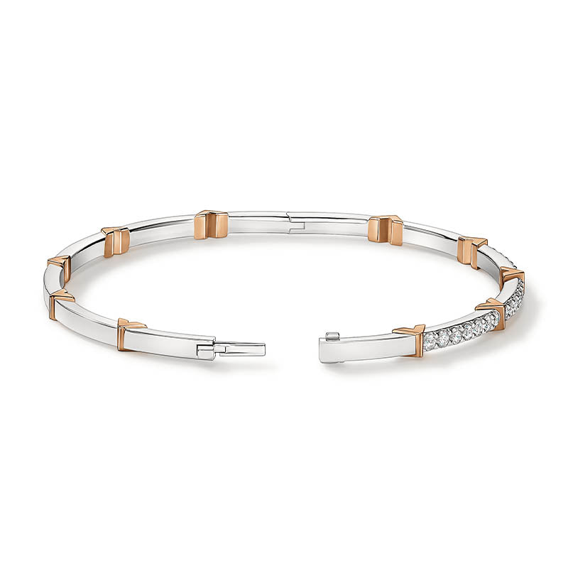 Hearts On Fire Yellow & White Gold Copley Half Pavé Diamond Bangle