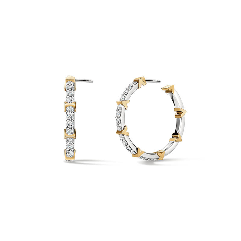 Hearts On Fire Yellow & White Gold Copley Pavé Diamond Hoop Earrings - Medium