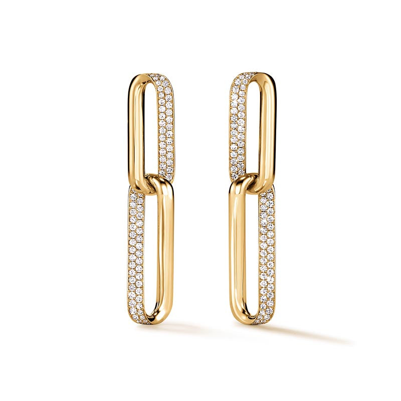 Hearts on Fire Inside/Out Yellow Gold Small Link Diamond Earrings