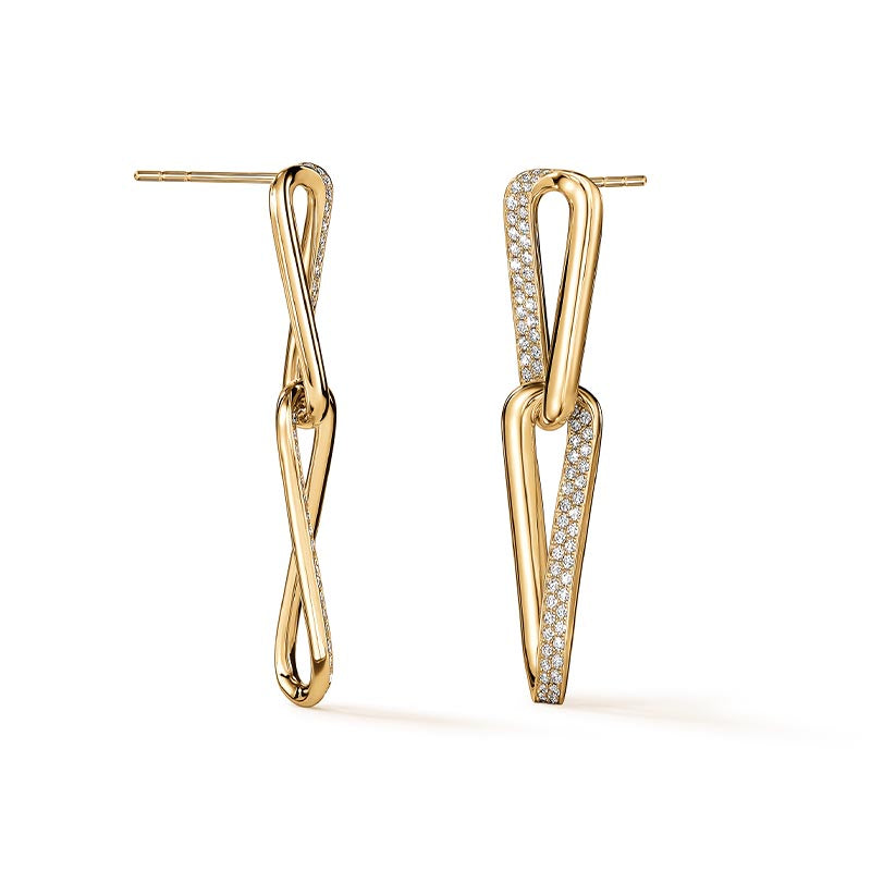 Hearts on Fire Inside/Out Yellow Gold Small Link Diamond Earrings