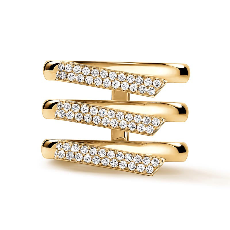 Hearts on Fire Inside/Out Yellow Gold Trio Diamond Band
